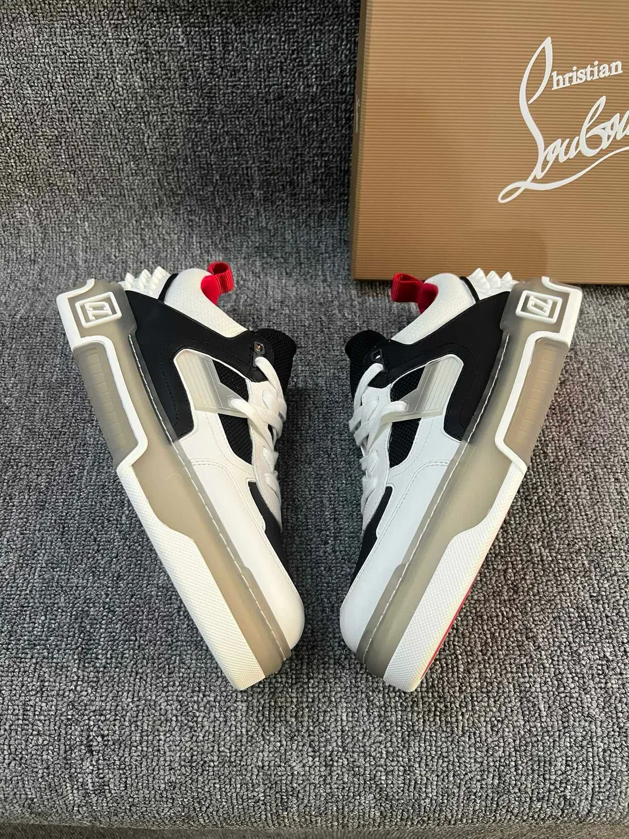 White Black Red Spiked Heel Chunky Sole Lifestyle Sneaker 2