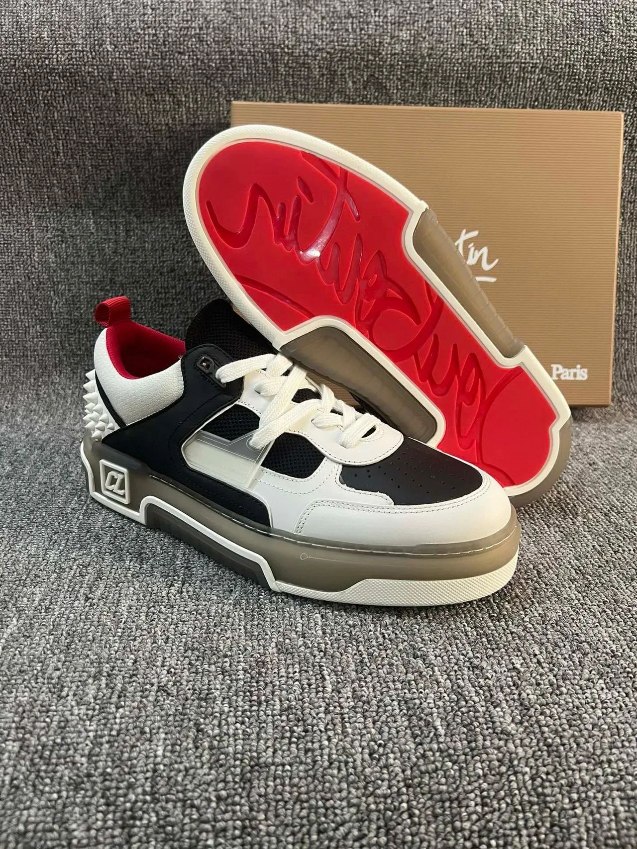 White Black Red Spiked Heel Chunky Sole Lifestyle Sneaker 3