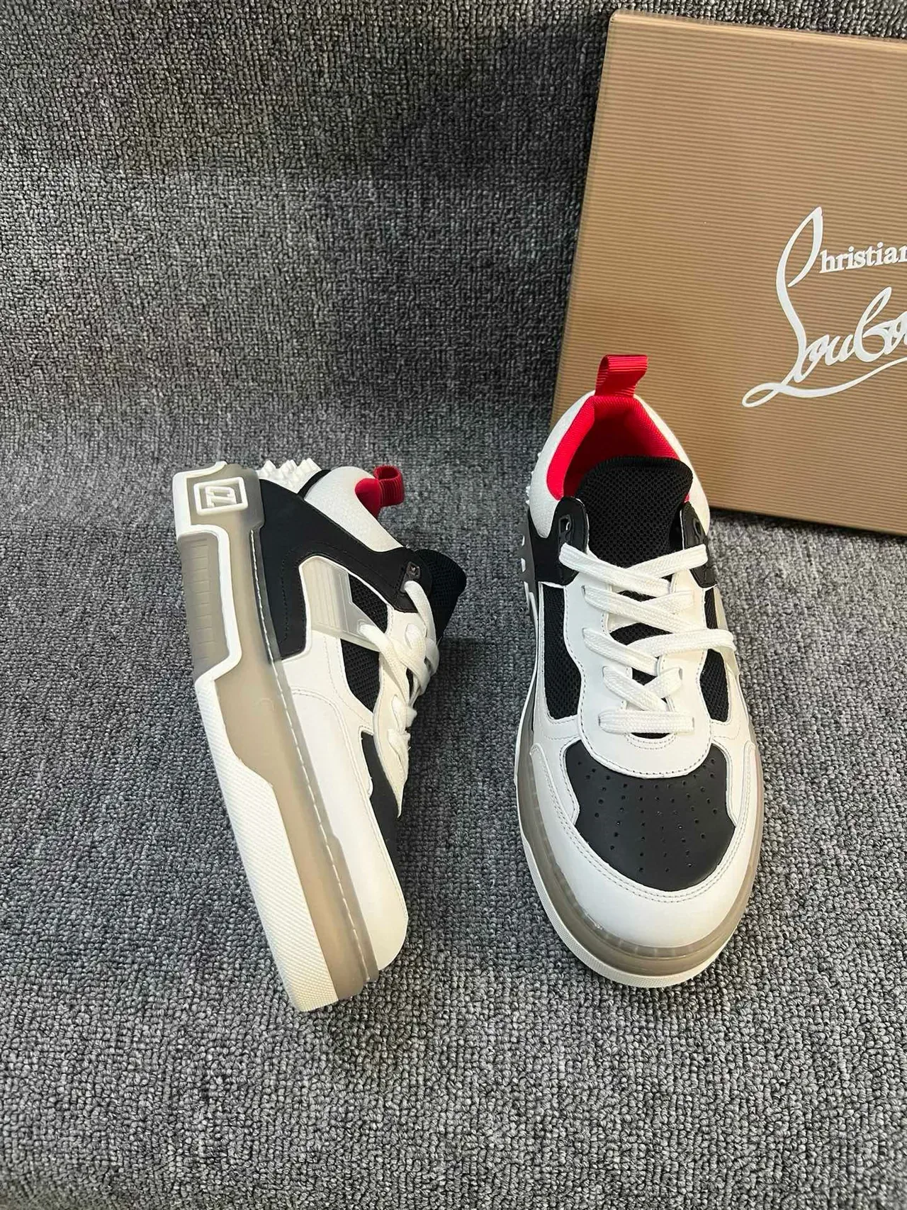White Black Red Spiked Heel Chunky Sole Lifestyle Sneaker 5