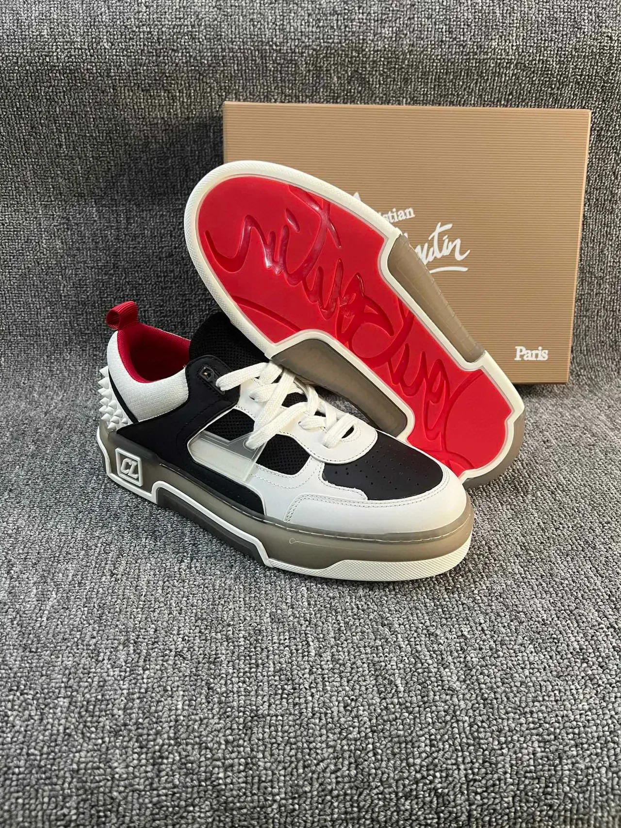 White Black Red Spiked Heel Chunky Sole Lifestyle Sneaker 6