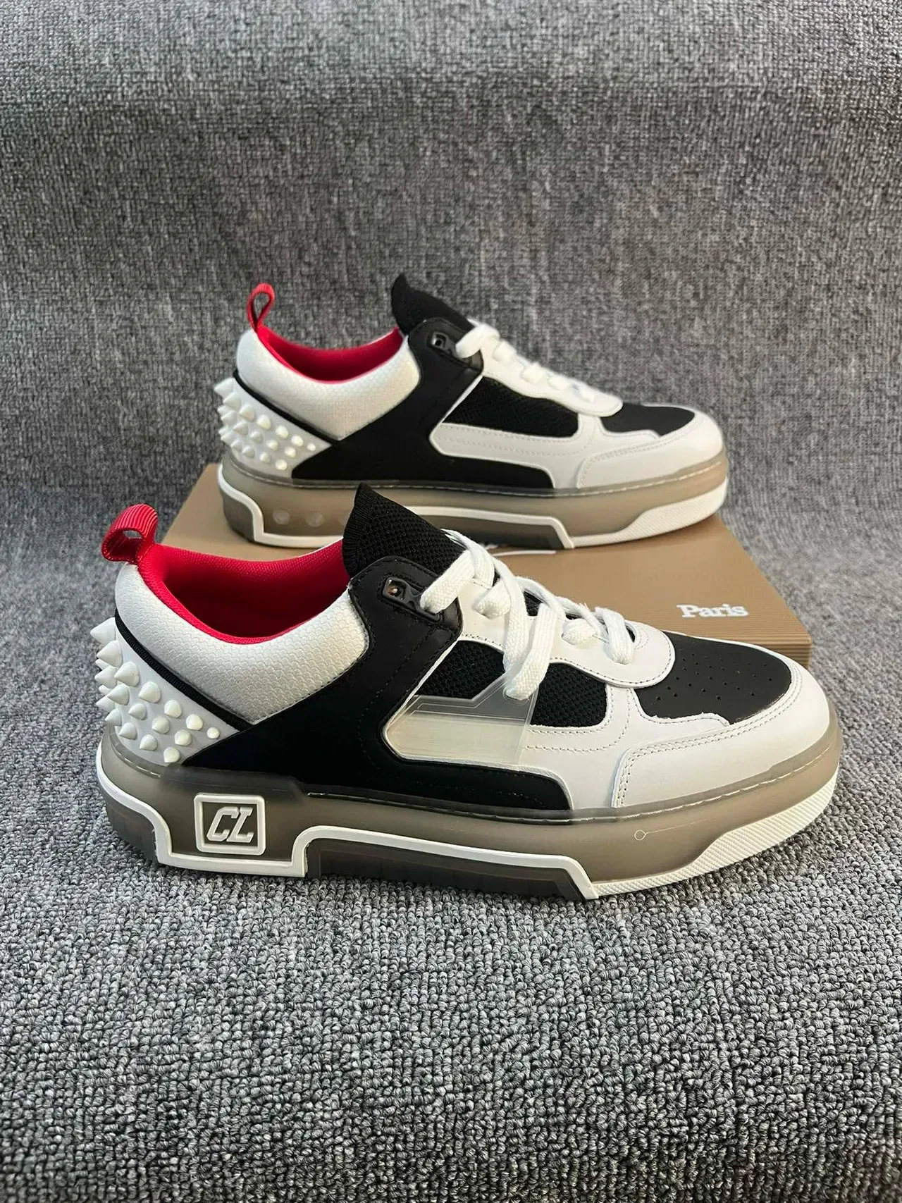 White Black Red Spiked Heel Chunky Sole Lifestyle Sneaker 7