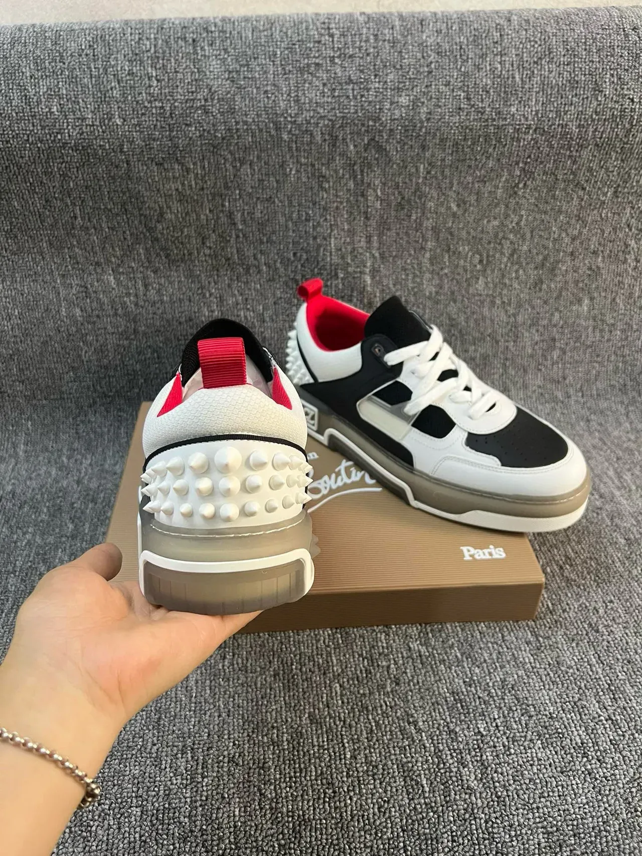 White Black Red Spiked Heel Chunky Sole Lifestyle Sneaker 8