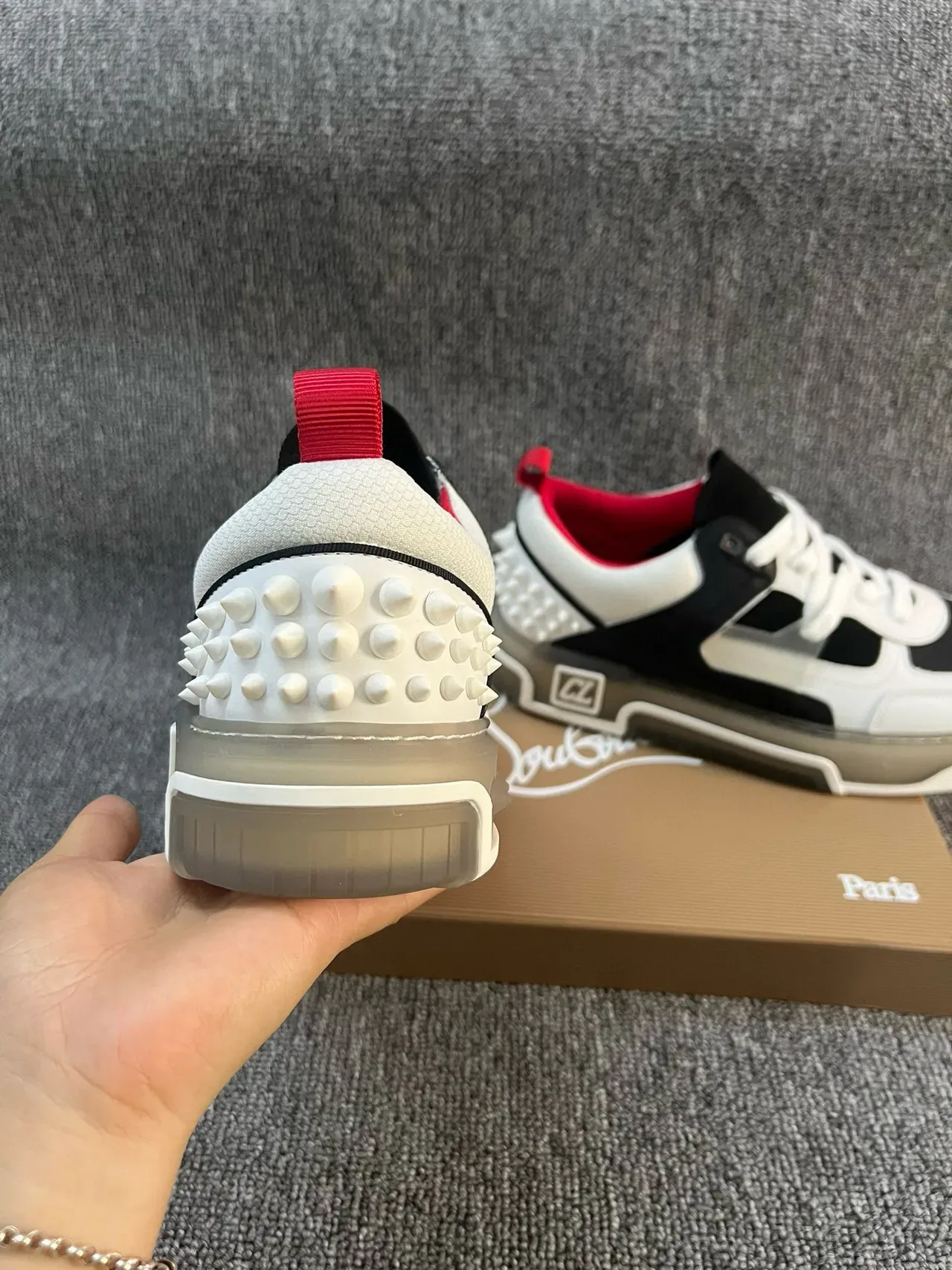White Black Red Spiked Heel Chunky Sole Lifestyle Sneaker 9