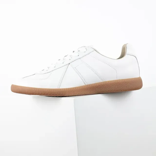White Brown Clean Leather Upper Gum Rubber Sole Lifestyle Sneakers 9