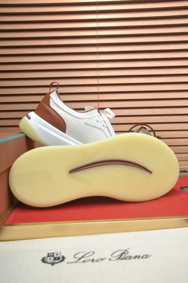 White Brown Mesh Upper Layered Midsole Sneakers 3