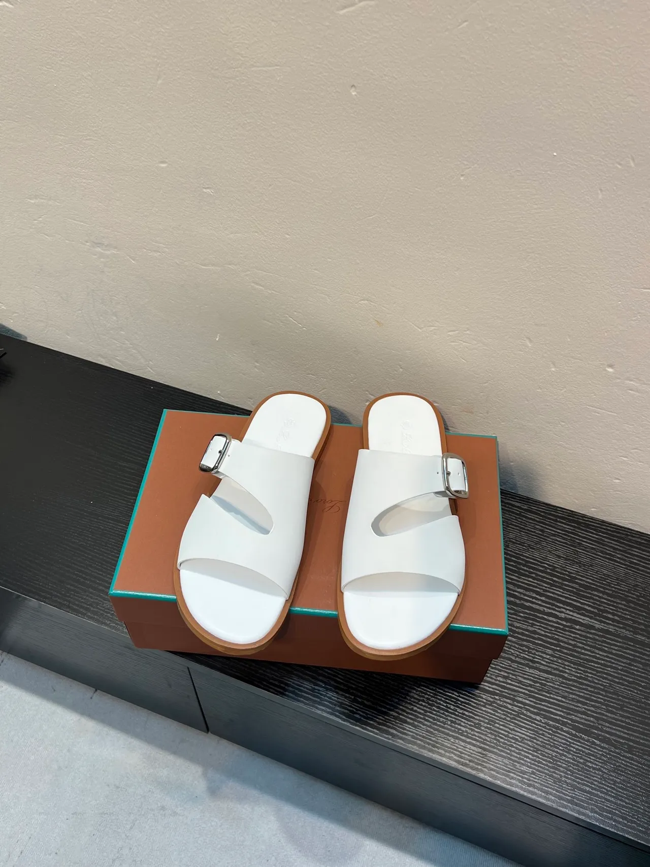 White Buckle-Fastened Double-Strap Flat Casual Sandals 2