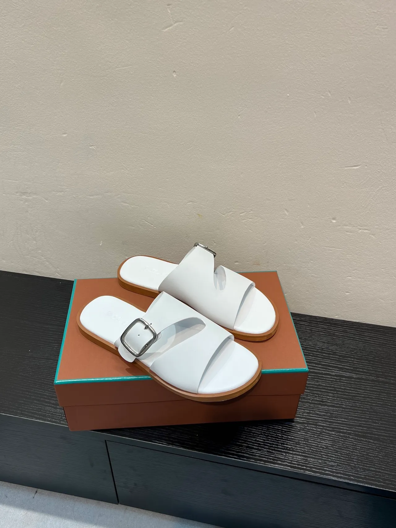 White Buckle-Fastened Double-Strap Flat Casual Sandals 5
