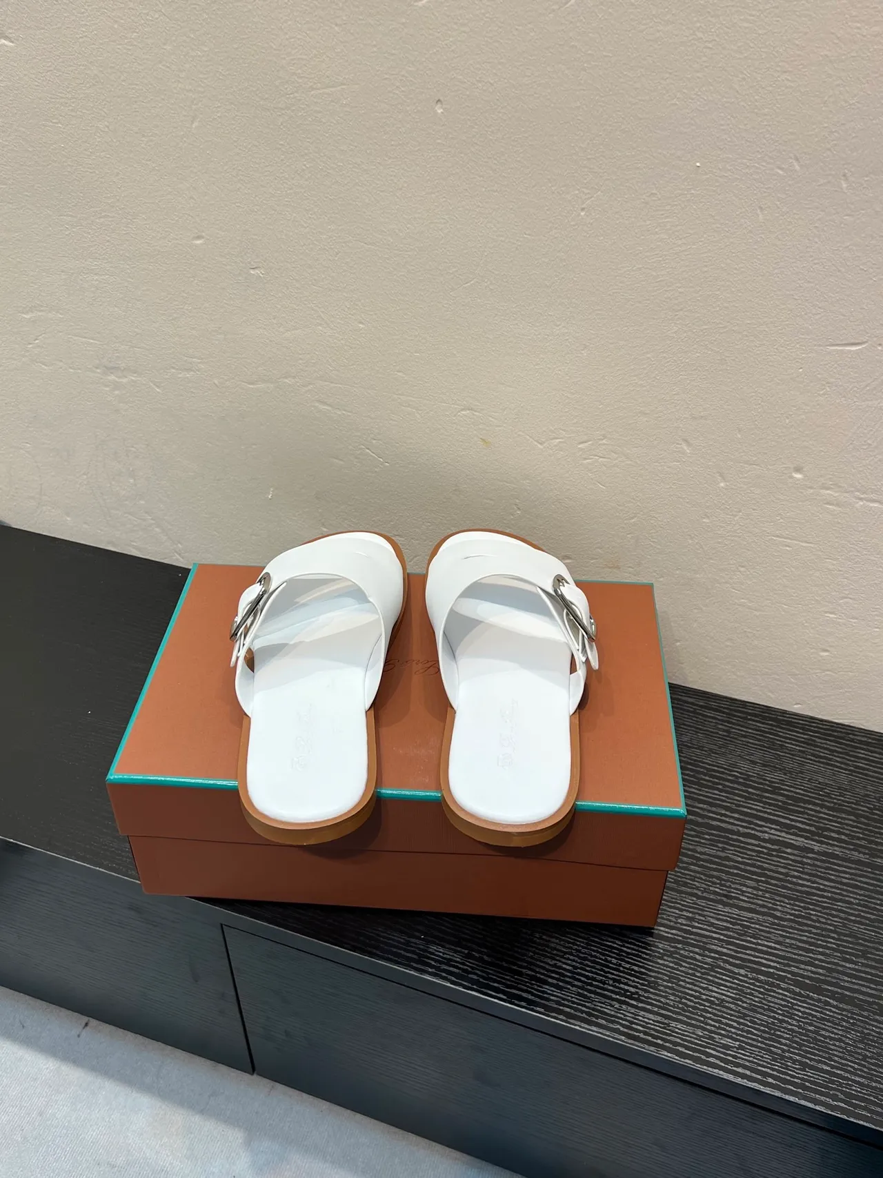 White Buckle-Fastened Double-Strap Flat Casual Sandals 6