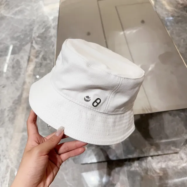 Chapeau bucket blanc en tissu similaire au coton avec bande topstitch 4