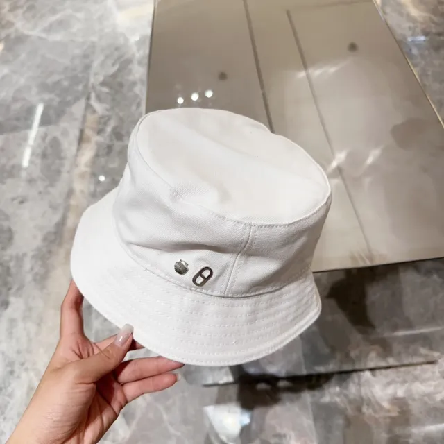 Chapeau bucket blanc en tissu similaire au coton avec bande topstitch 5