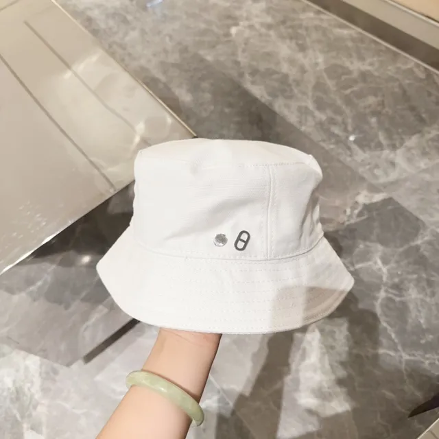 Chapeau bucket blanc en tissu similaire au coton avec bande topstitch 8