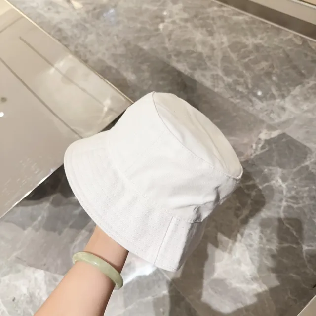 Chapeau bucket blanc en tissu similaire au coton avec bande topstitch 9