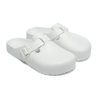 White Molded Monochrome Dual-Buckle Strap Clog