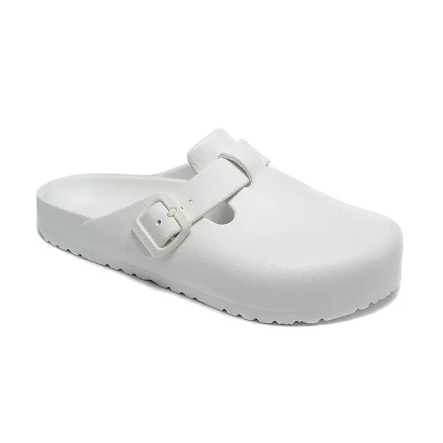 White Molded Monochrome Dual-Buckle Strap Clog 3