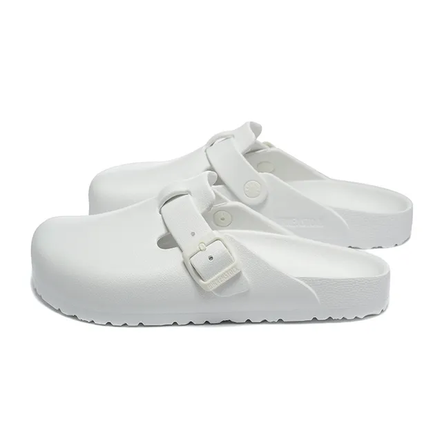 White Molded Monochrome Dual-Buckle Strap Clog 6