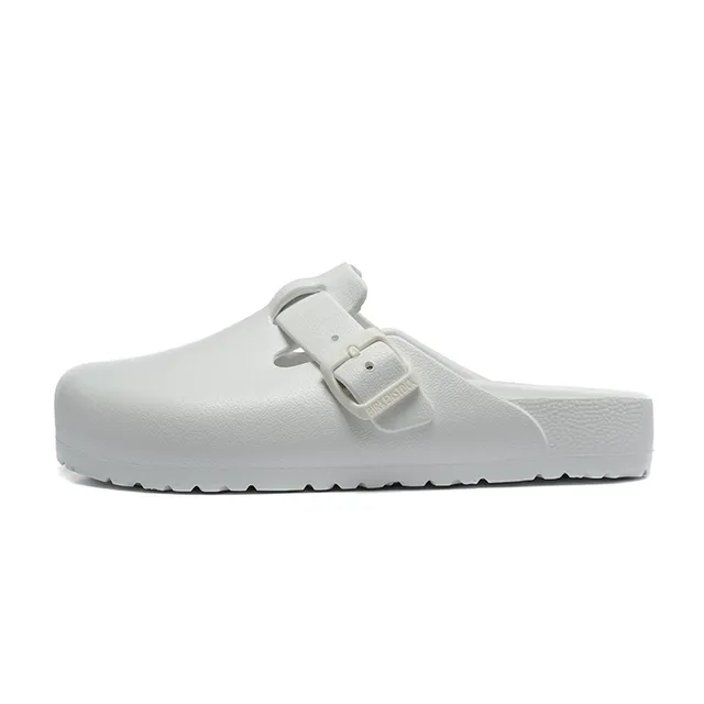 White Molded Monochrome Dual-Buckle Strap Clog 7