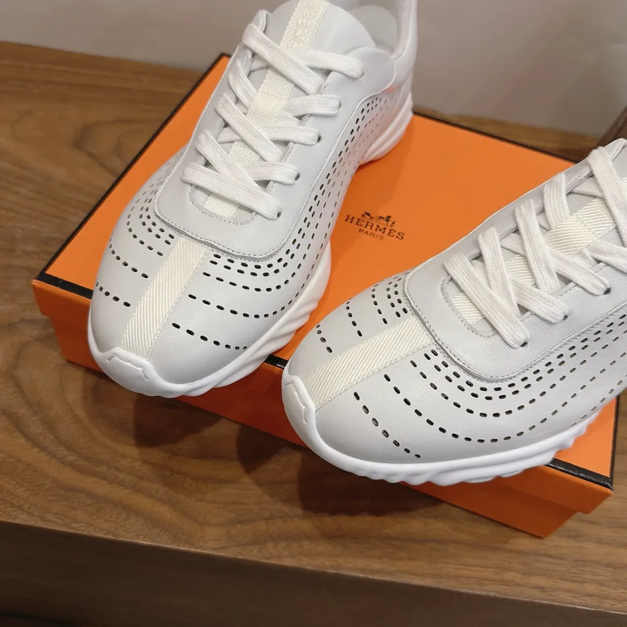 White Perforated Leather Lace-Up Lifestyle Sneakers 4