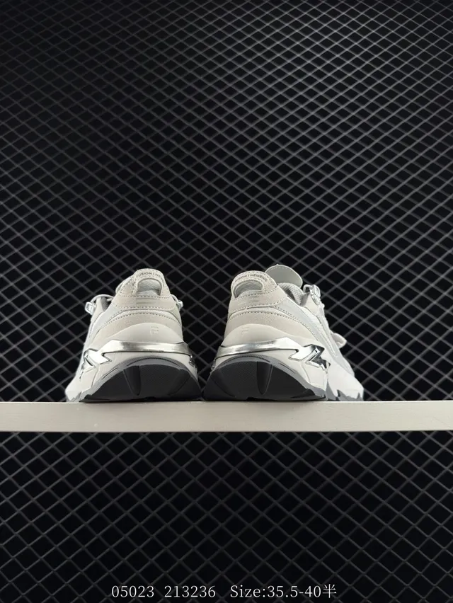 White Silver Silhouette Layered Midsole Chunky Sneakers 4