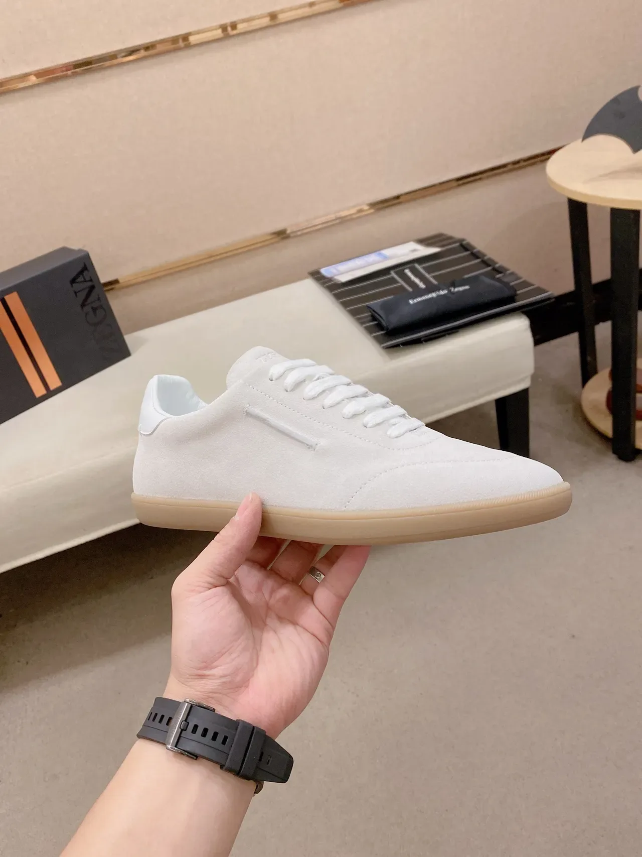 White Suede Low-Top Lifestyle Sneaker 4