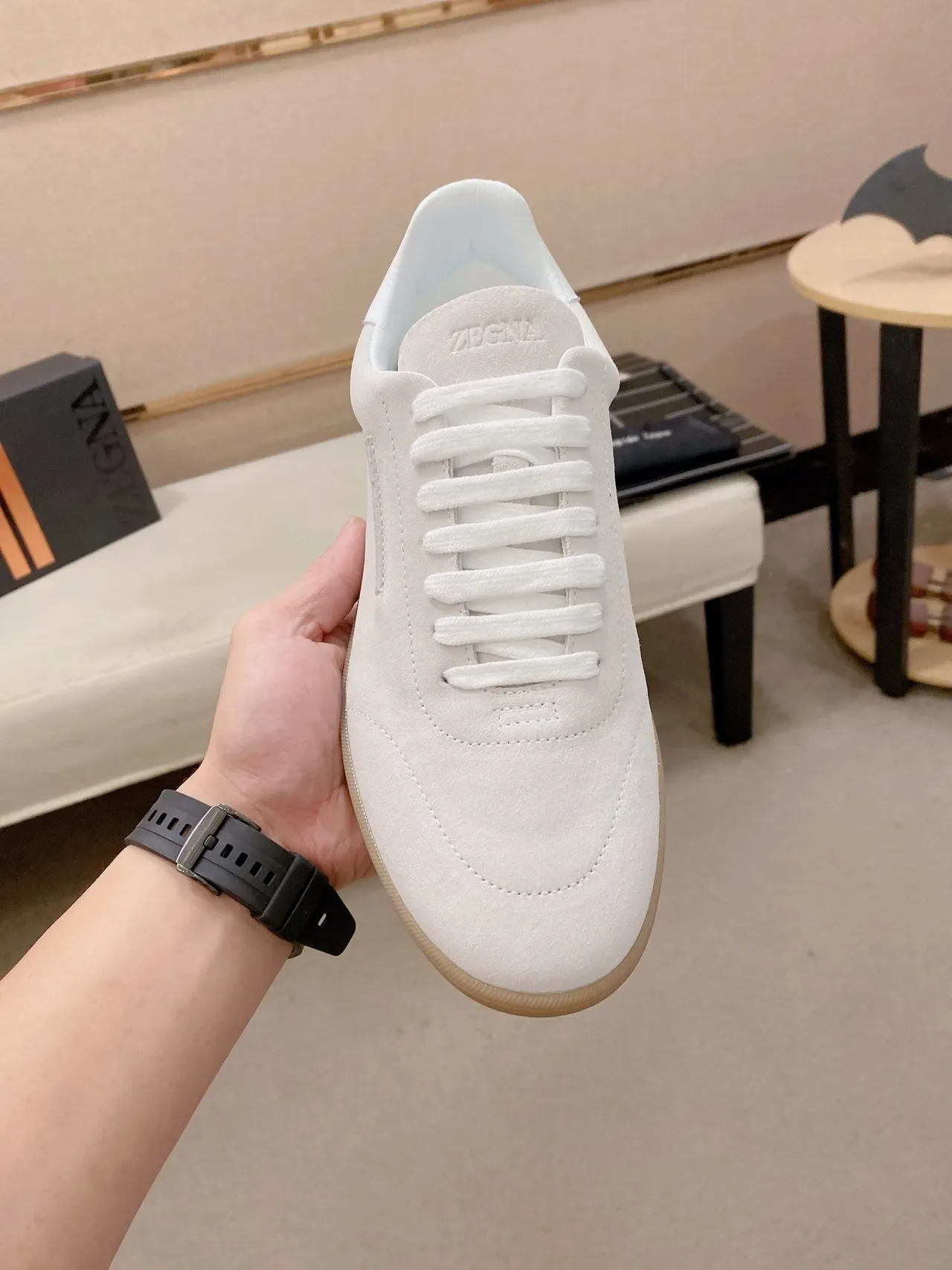 White Suede Low-Top Lifestyle Sneaker 5