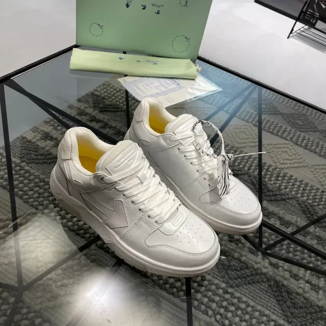 White Yellow Leather-Like Upper Geometric Stitched Side Panel Sneakers 8