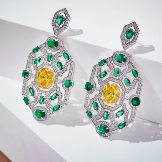 Yellow and Green Gemstone Filigree Earrings