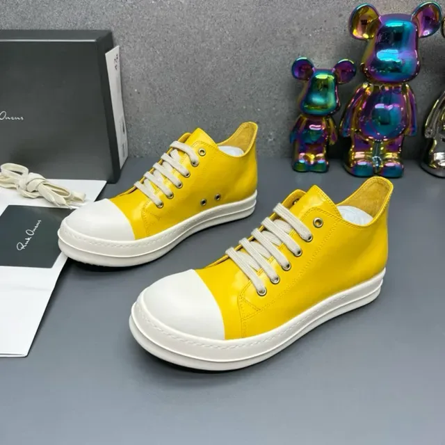 Yellow and White Glossy Low-Top Platform Lifestyle Sneakers 2