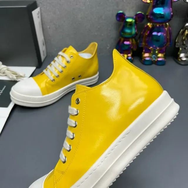 Yellow and White Glossy Low-Top Platform Lifestyle Sneakers 3