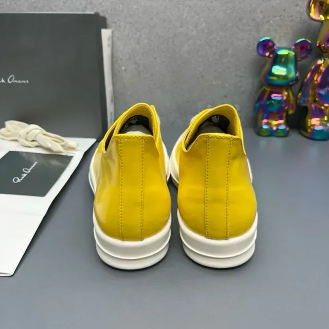 Yellow and White Glossy Low-Top Platform Lifestyle Sneakers 4