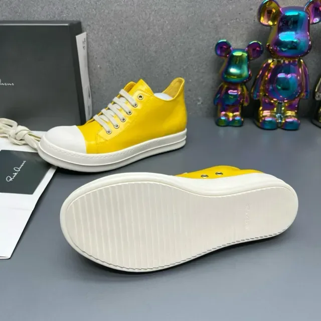 Yellow and White Glossy Low-Top Platform Lifestyle Sneakers 5