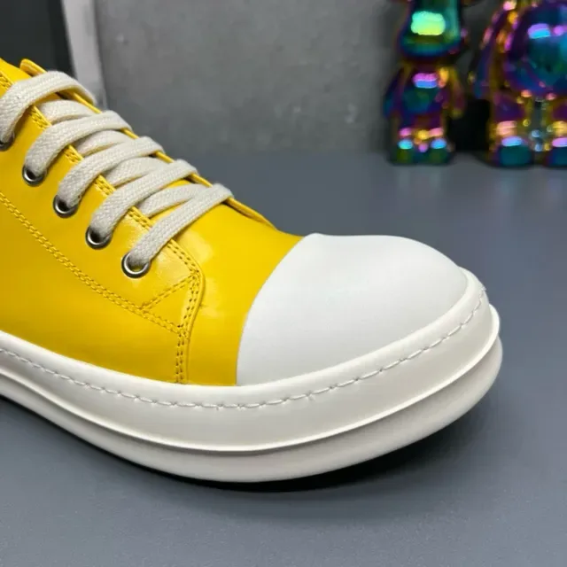 Yellow and White Glossy Low-Top Platform Lifestyle Sneakers 6