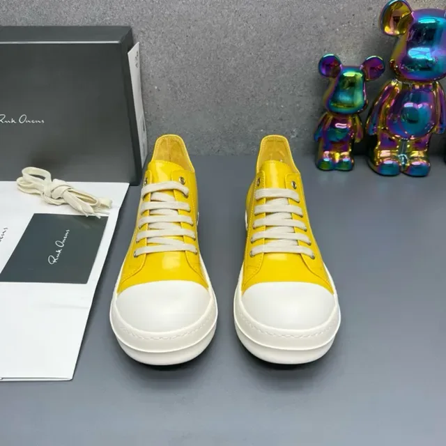 Yellow and White Glossy Low-Top Platform Lifestyle Sneakers 7