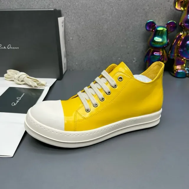 Yellow and White Glossy Low-Top Platform Lifestyle Sneakers 8