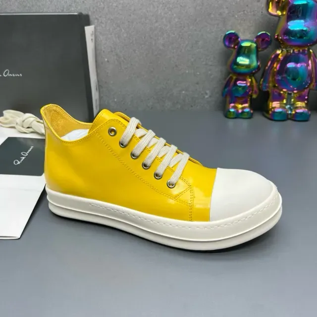 Yellow and White Glossy Low-Top Platform Lifestyle Sneakers 9
