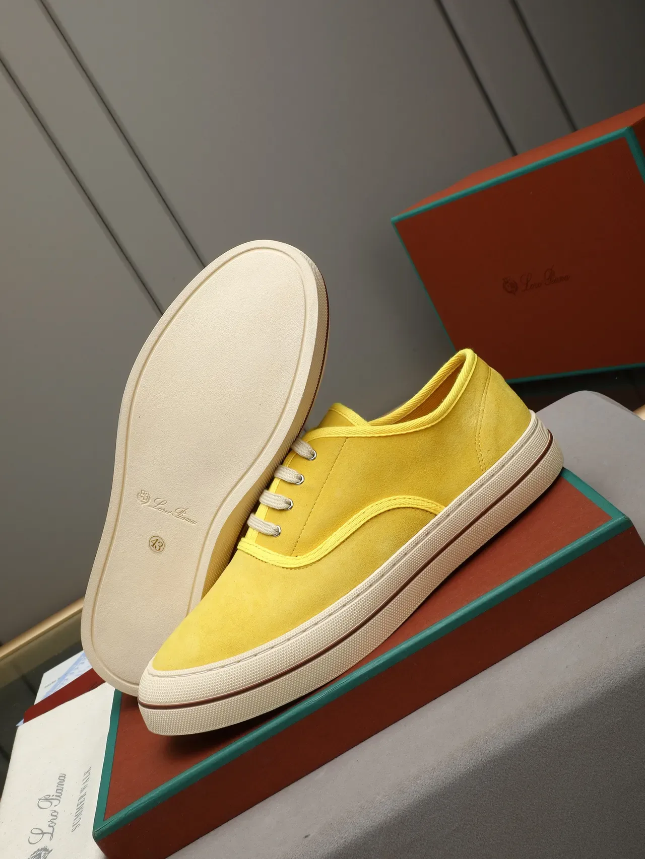 Yellow Suede Low-Top Lace-Up Casual Shoe 5