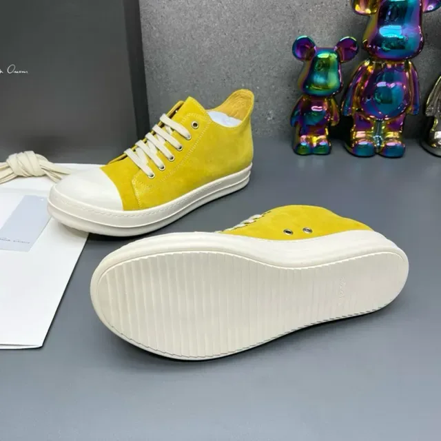 Yellow White Suede Upper Rubber Toe Cap Sneakers 5