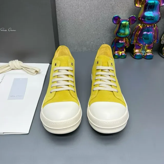 Yellow White Suede Upper Rubber Toe Cap Sneakers 7