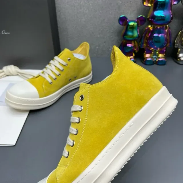 Yellow White Suede Upper Rubber Toe Cap Sneakers 8