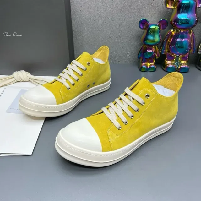 Yellow White Suede Upper Rubber Toe Cap Sneakers 9