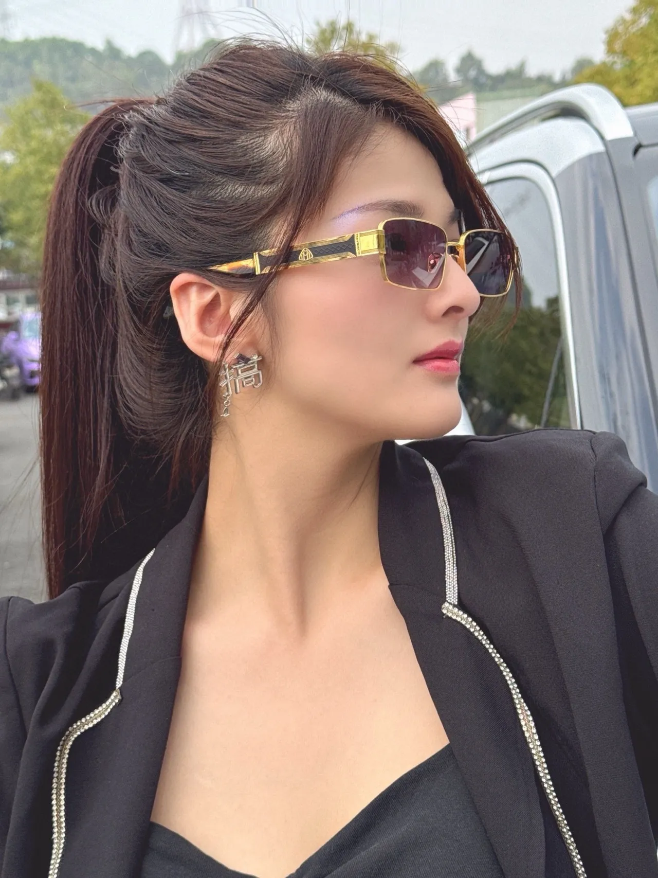 Gentle Monster Rectangular Metal Frame Sunglasses 6