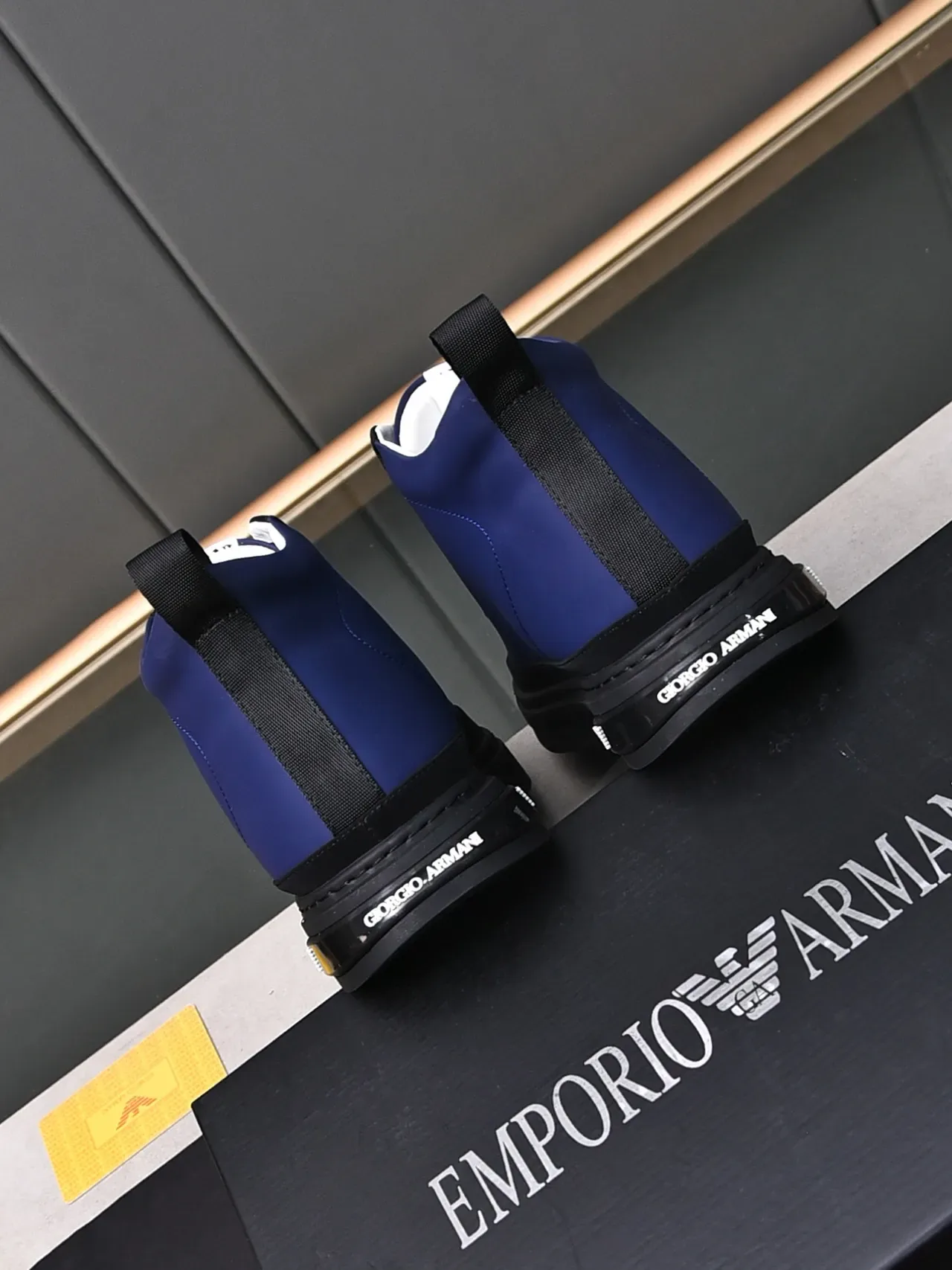 Giorgio Armani Navy and Black High-Top Lifestyle Sneakers 3