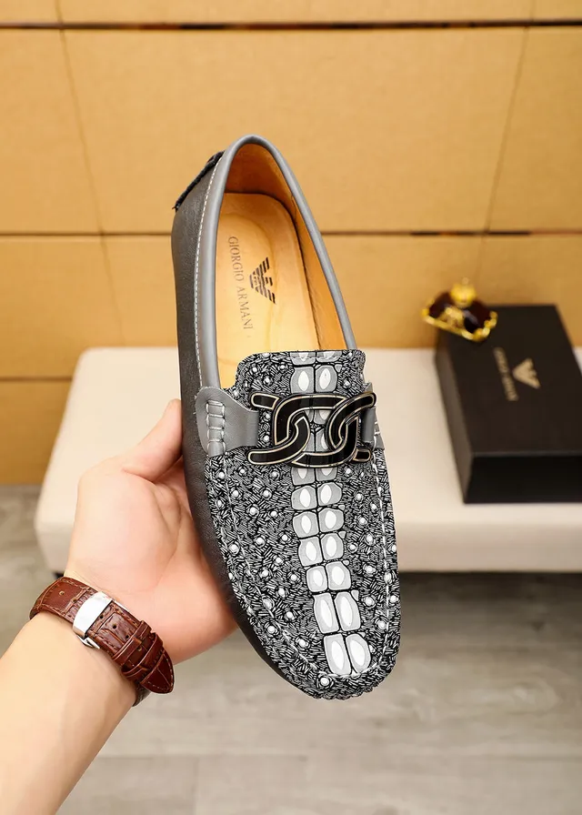 Giorgio Armani Scale-Print Leather Bit Strap Loafers 7