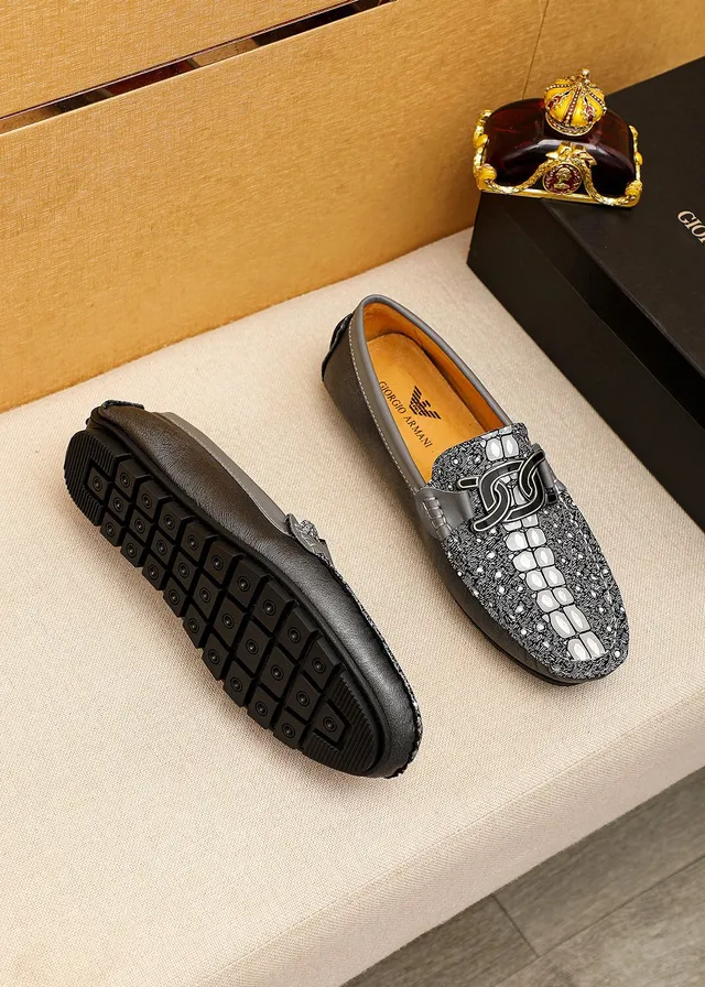 Giorgio Armani Scale-Print Leather Bit Strap Loafers 9