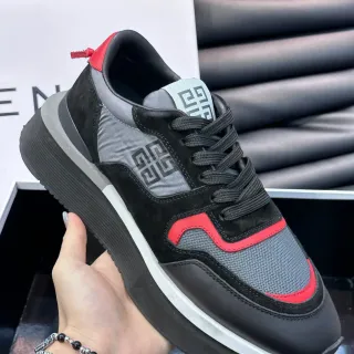Givenchy Runner Black Red Platform Sole Mixed-Material Upper Chunky Sneakers