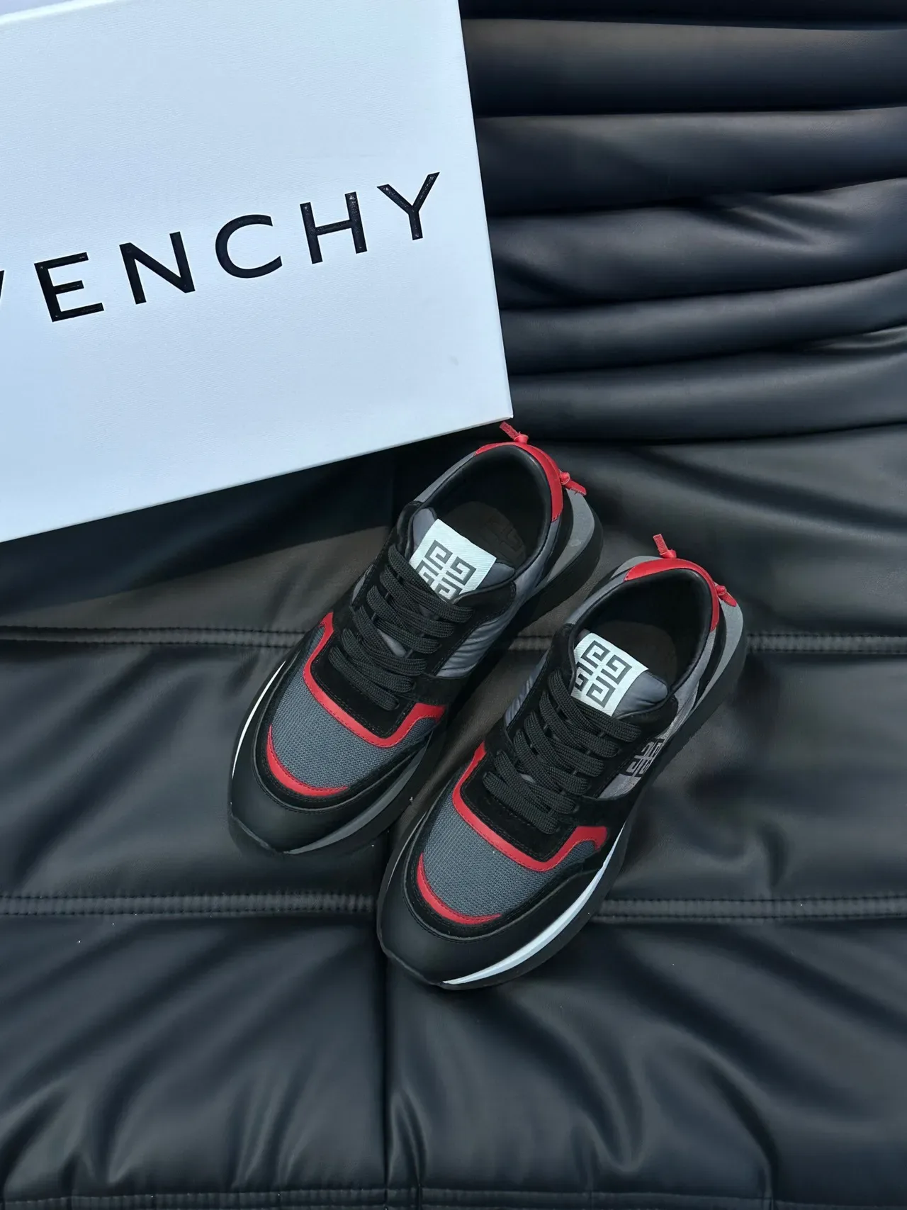 Givenchy Runner Black Red Platform Sole Mixed-Material Upper Chunky Sneakers 2