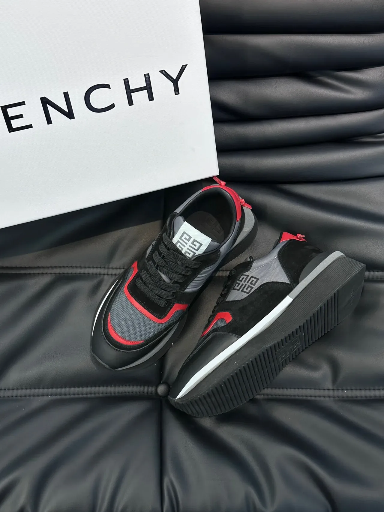Givenchy Runner Black Red Platform Sole Mixed-Material Upper Chunky Sneakers 3