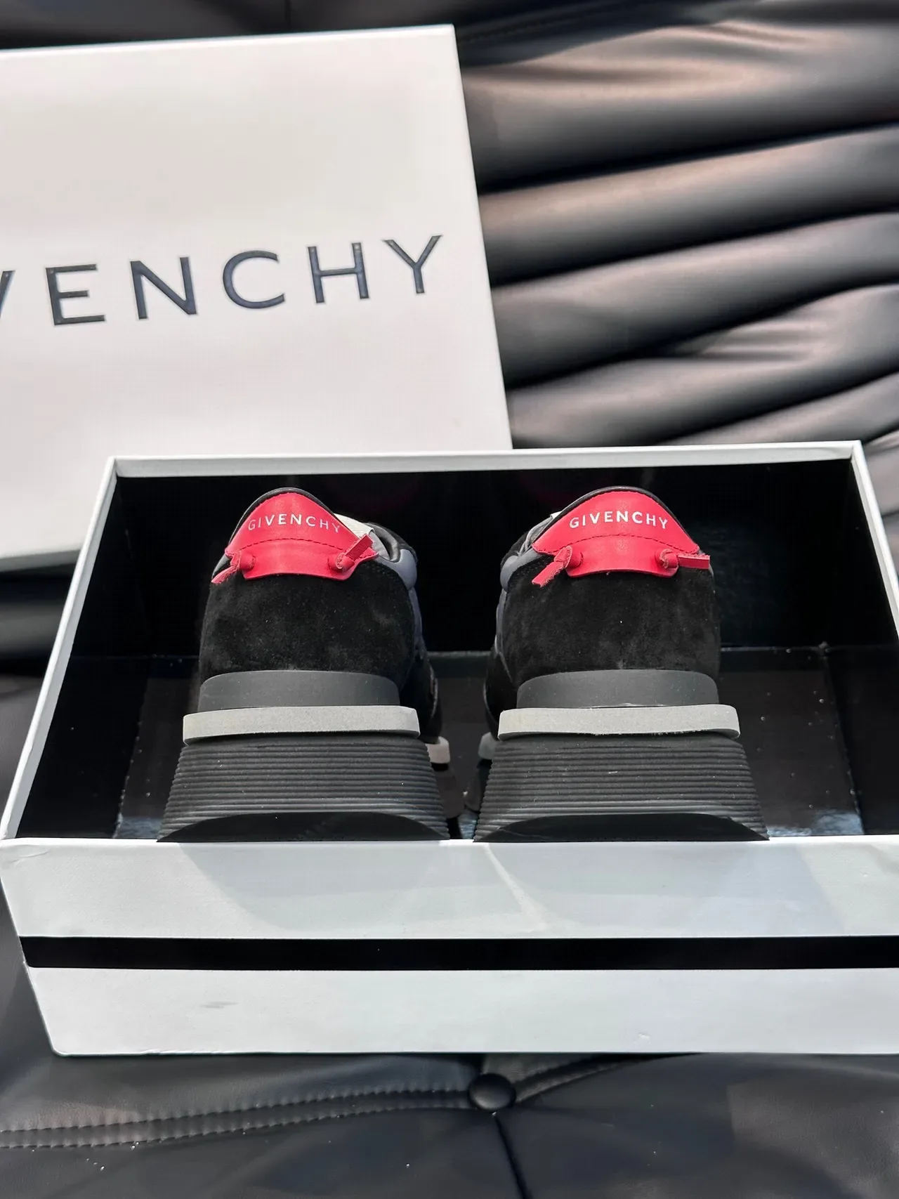 Givenchy Runner Black Red Platform Sole Mixed-Material Upper Chunky Sneakers 5