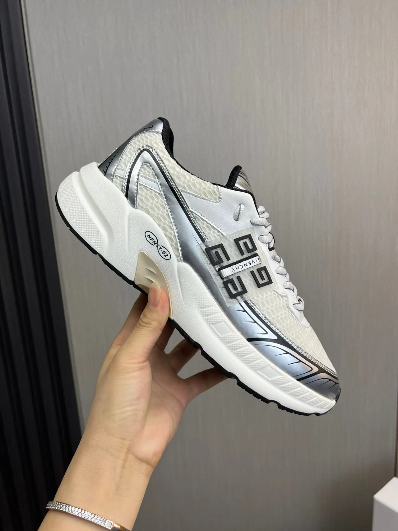 Givenchy Spectre White Silver Chunky Sneakers 7