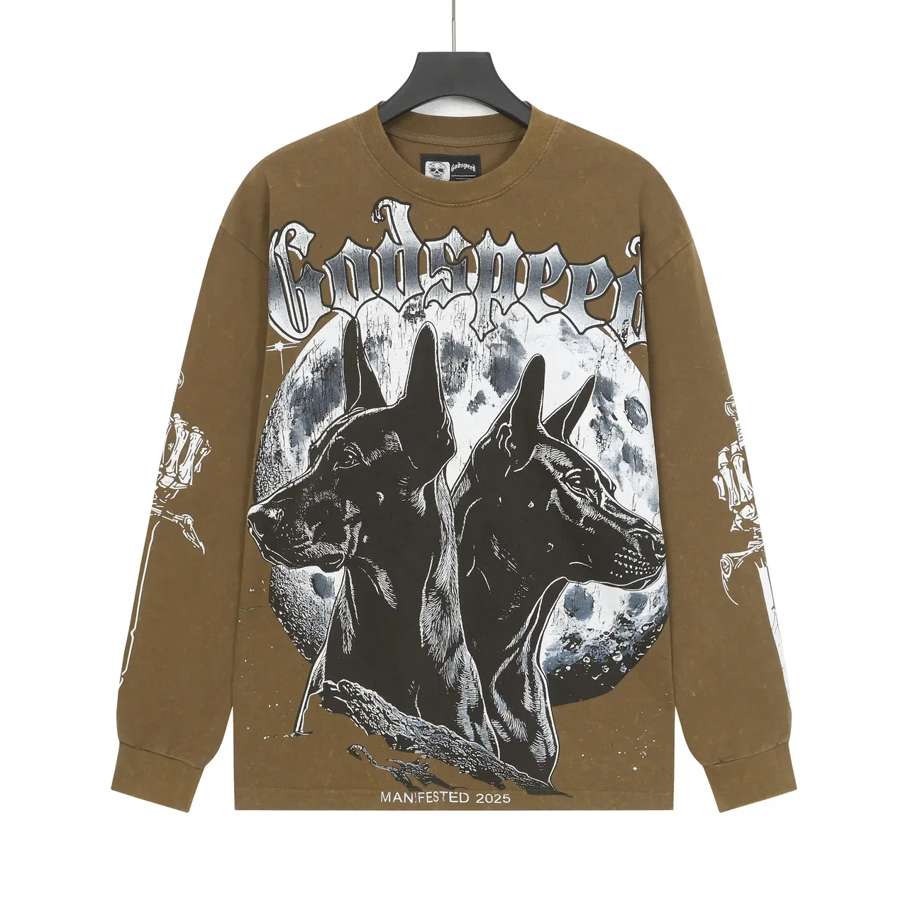 Godspeed Brown White Graphic-Print Long-Sleeve T-Shirt 3