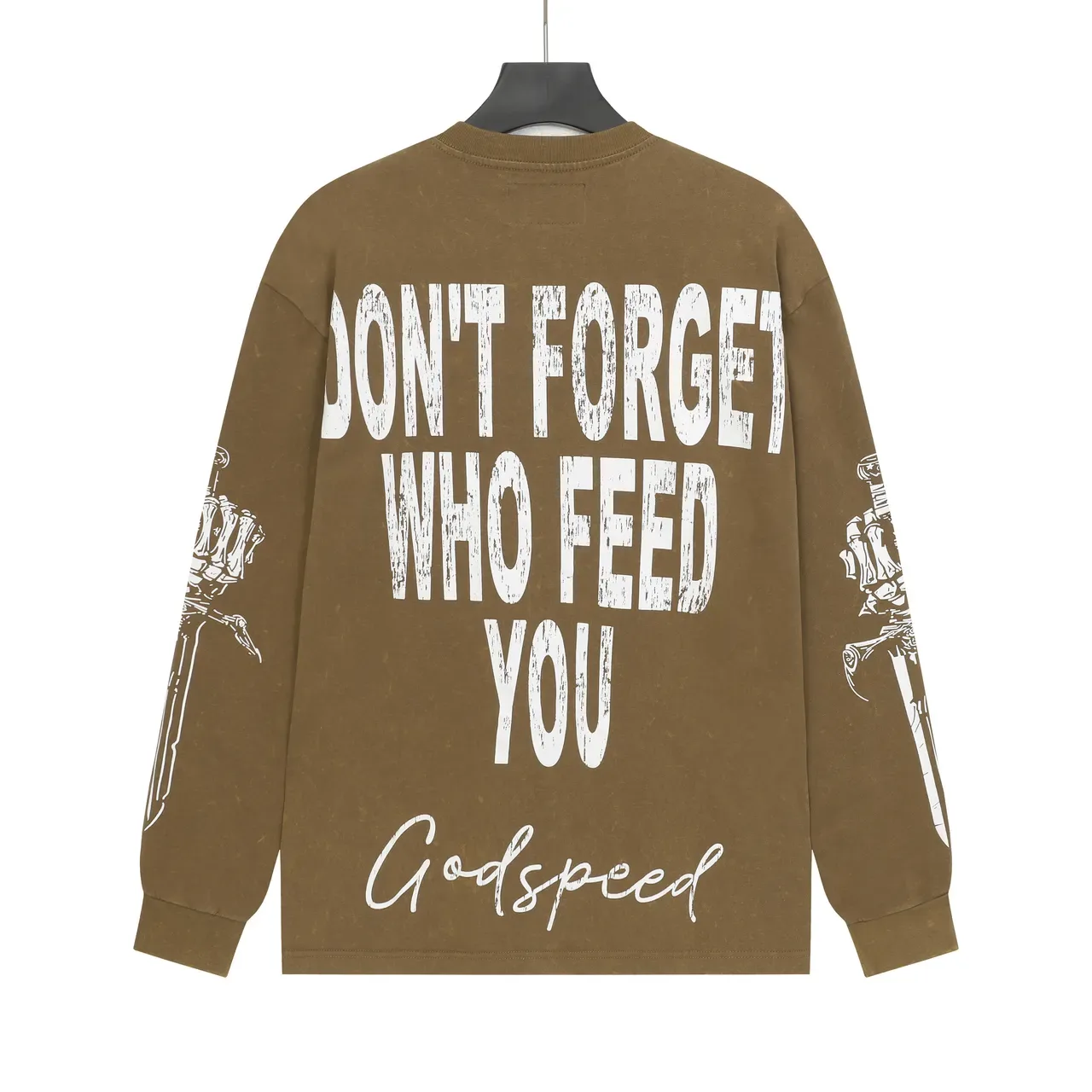 Godspeed Brown White Graphic-Print Long-Sleeve T-Shirt 4